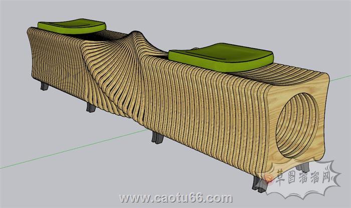 长椅长凳景观椅SU模型 1