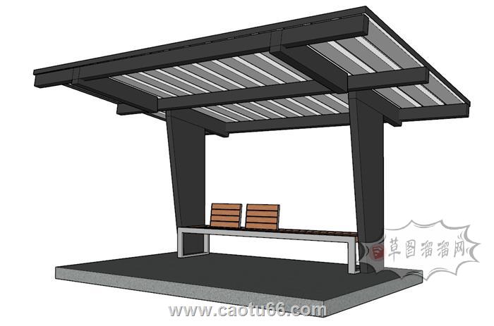 挡棚户外座椅SU模型 1