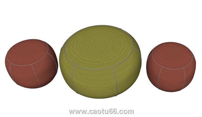 圆形坐凳坐垫SU模型 1