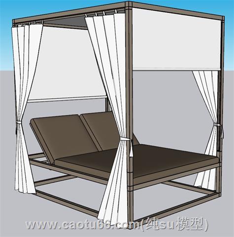 遮阳户外躺椅SU模型 1