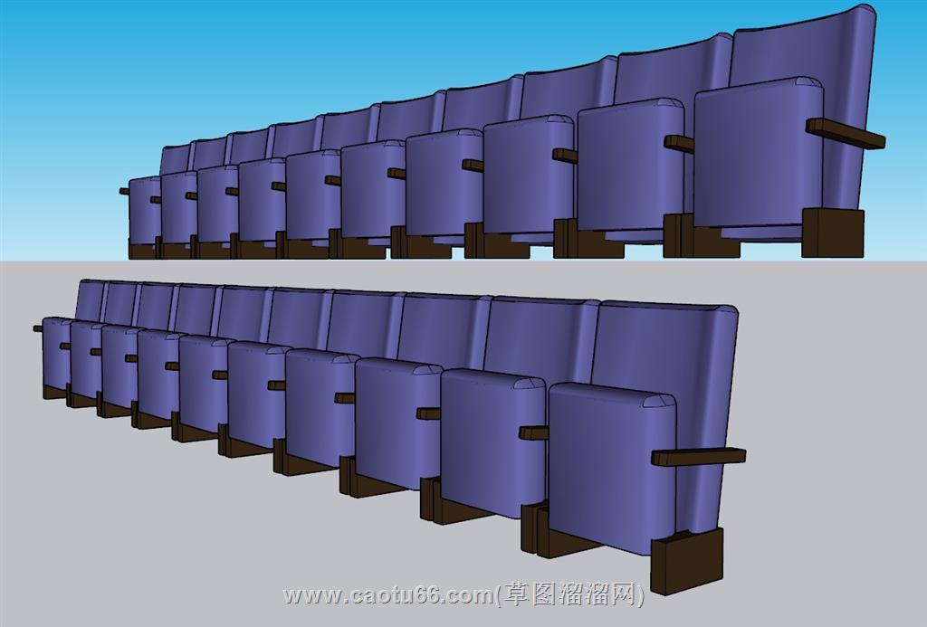 电影椅排椅多功能椅SU模型 1