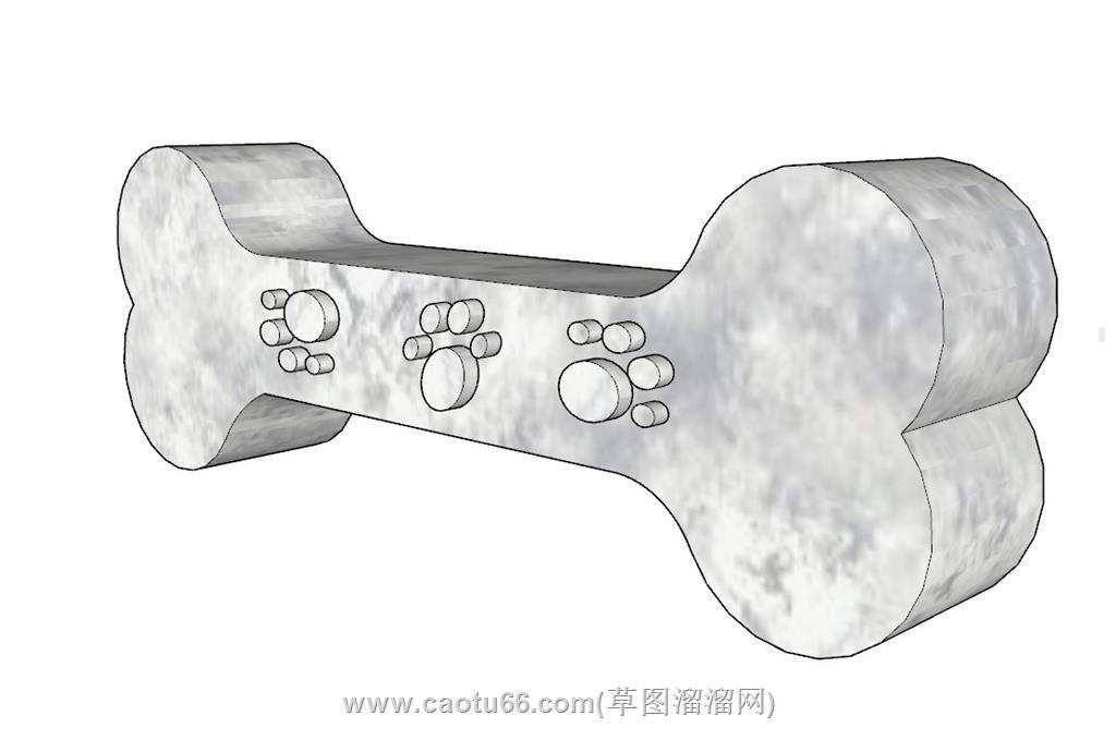 狗骨头石凳座椅SU模型