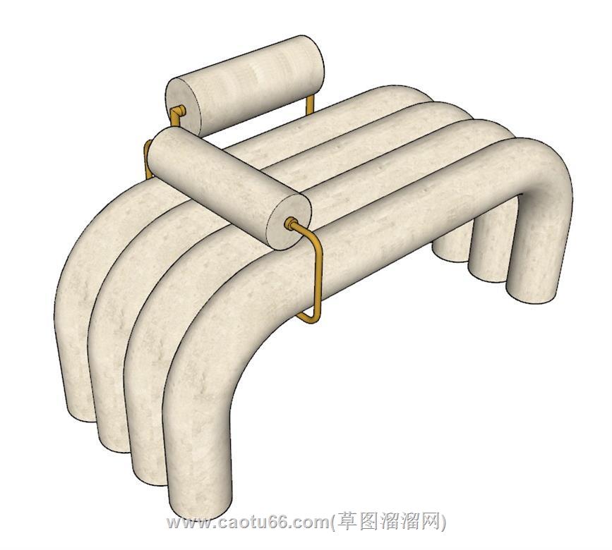 奶油凳子坐凳SU模型 3