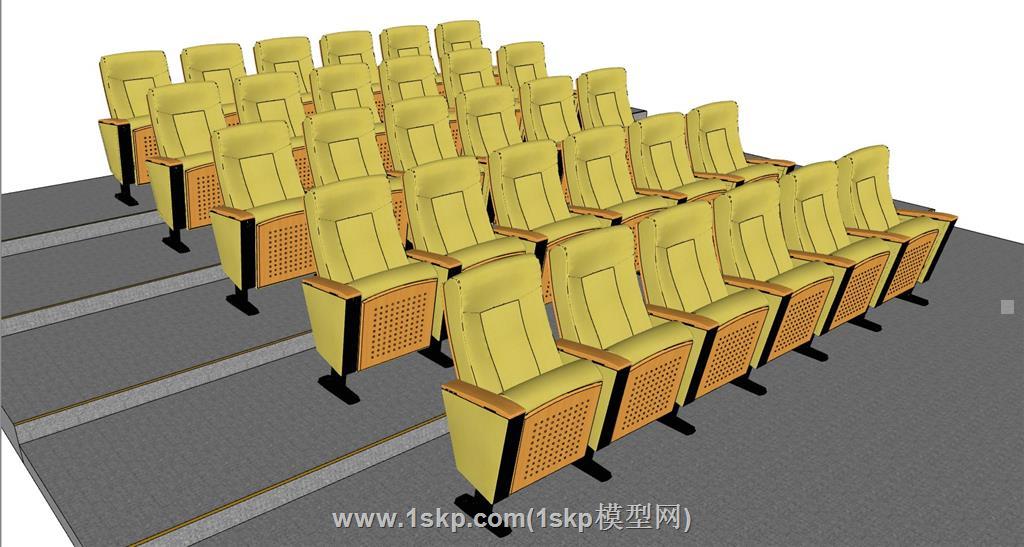 礼堂椅公共椅影院椅翻板椅阶梯椅SU模型 2