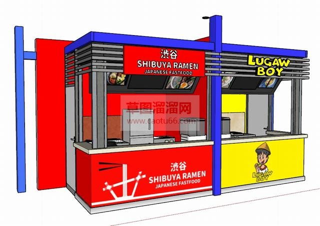 商业小吃店饮品店SU模型