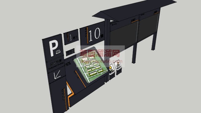 小区标识牌示SU模型 1