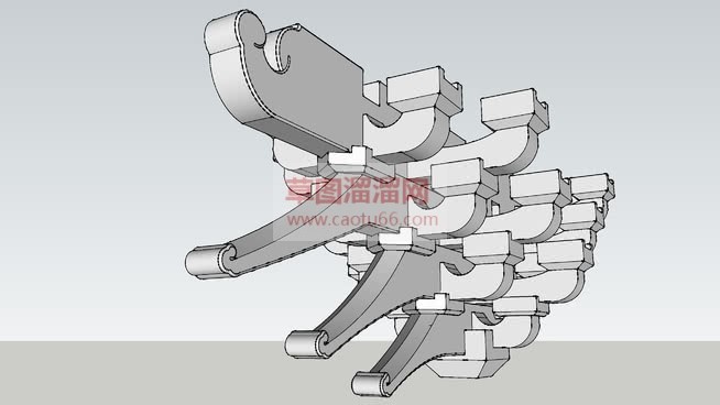 古建屋檐的斗SU模型 1