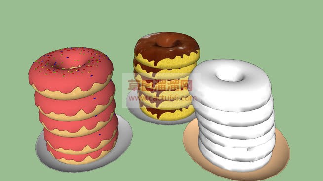 甜甜圈食物草SU模型 1