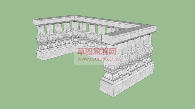 水泥柱阳台护SU模型 1