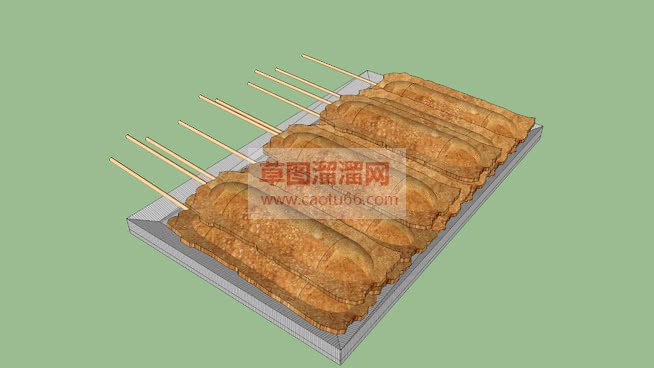 烧烤腐竹片食SU模型 1