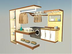 洗衣机洗手台SU模型 免费sketchup模型下载
