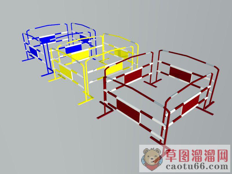 施工护栏栏杆SU模型 1