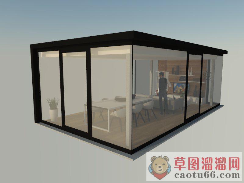 度假屋玻璃房SU模型 1