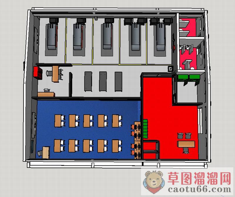 摩托车维修中心SU模型 1