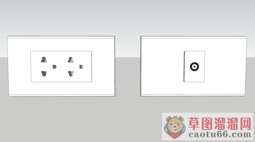 墙壁上插座闭路线插口SU模型 1