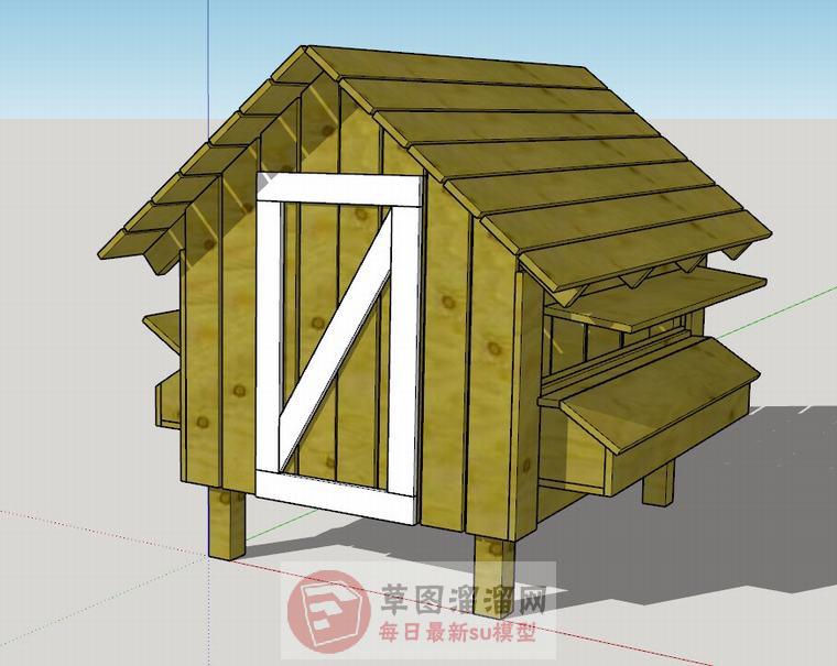 鸡笼鸡舍SU模型 1