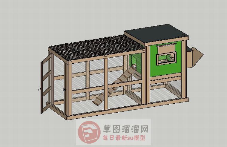 鸡笼鸡舍SU模型 1