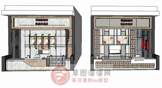 奶茶店饮品店SU模型 1