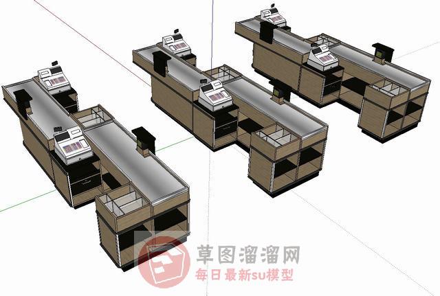 超市收银台柜台SU模型 1