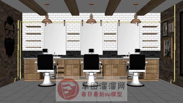 发廊理发店美发店SU模型 1