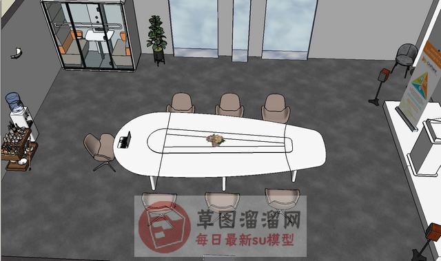 会议室会议厅窗帘SU模型 2