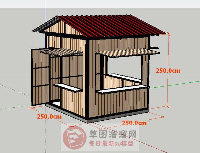 贩售亭贩卖亭SU模型 1