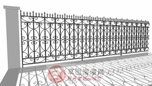 铁艺围墙护栏SU模型 1