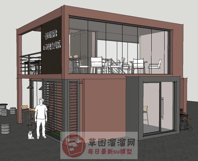 工业风咖啡店咖啡厅SU模型 3