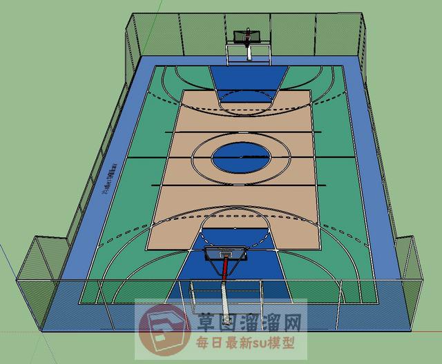 篮球场比赛场地SU模型 1