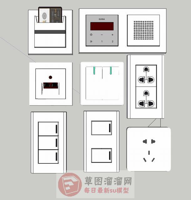 按钮开关集合SU模型