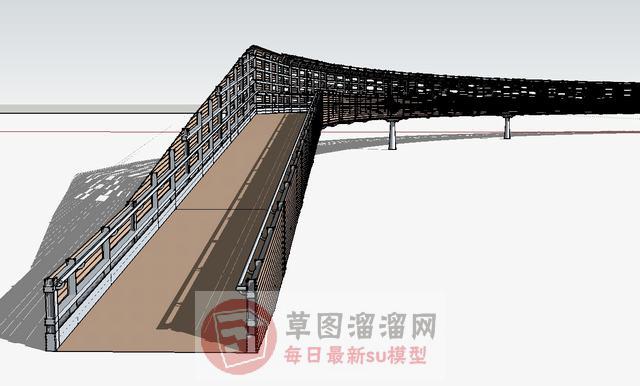 现代廊桥桥梁SU模型 1