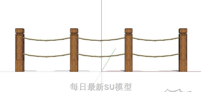 麻绳护栏栏杆SU模型 1