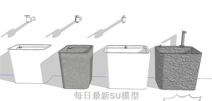 拖把池水池卫浴SU模型 1