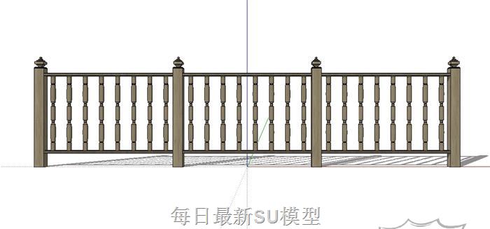 竹木栏杆SU模型 1