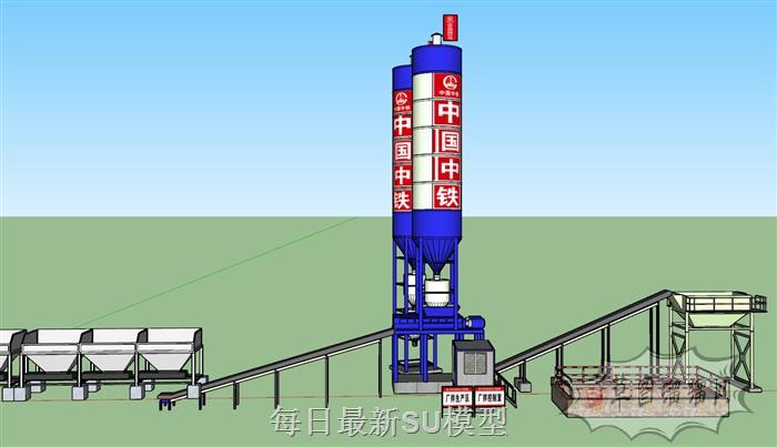 拌合站搅拌站工厂SU模型 1