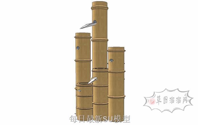 竹子景观小品SU模型 1