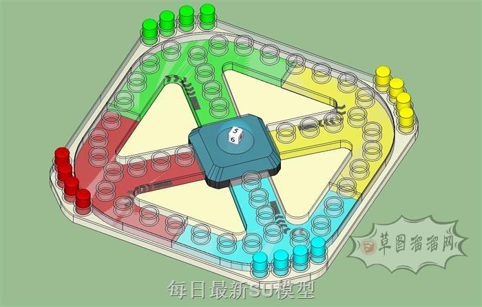 飞行棋棋盘棋SU模型 1