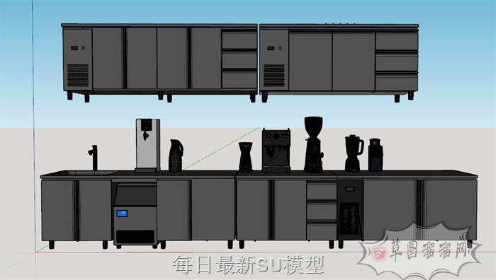 咖啡工作台SU模型 1