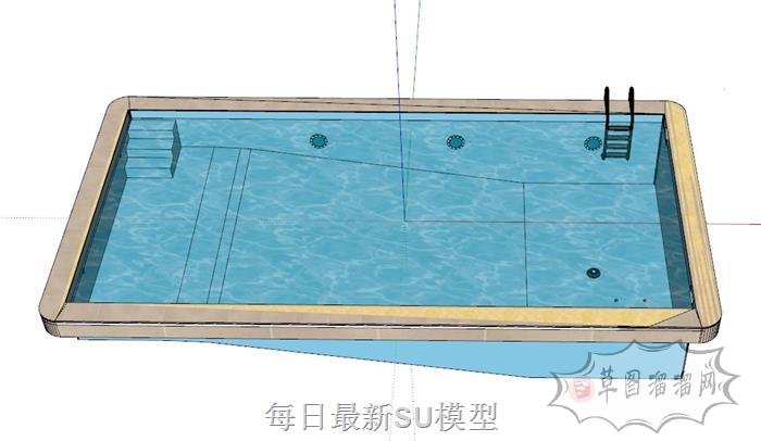 矩形游泳池水池SU模型 1