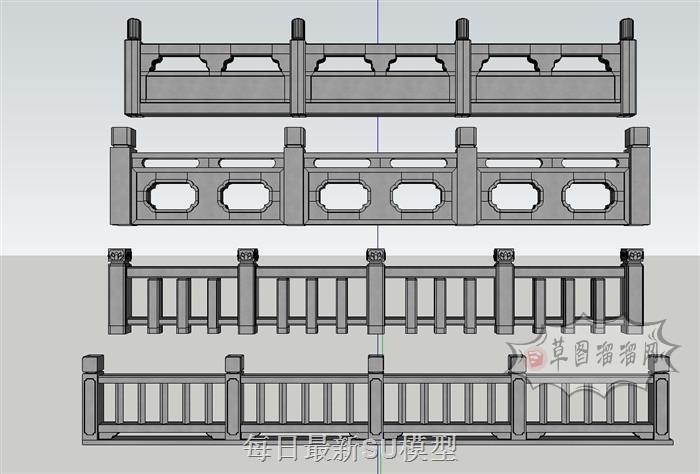 栏杆护栏SU模型