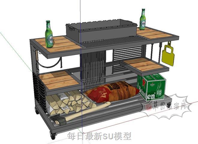 户外烧烤架烧烤炉SU模型 1