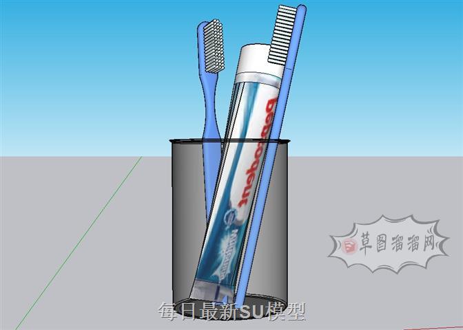 洗漱用品刷牙杯牙刷SU模型 1