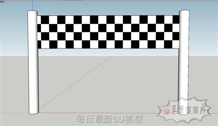 赛道终点旗SU模型 1