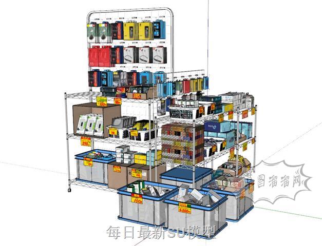 日式货物架商品架SU模型 1