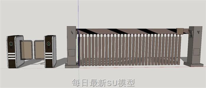 收费杆道闸SU模型 1