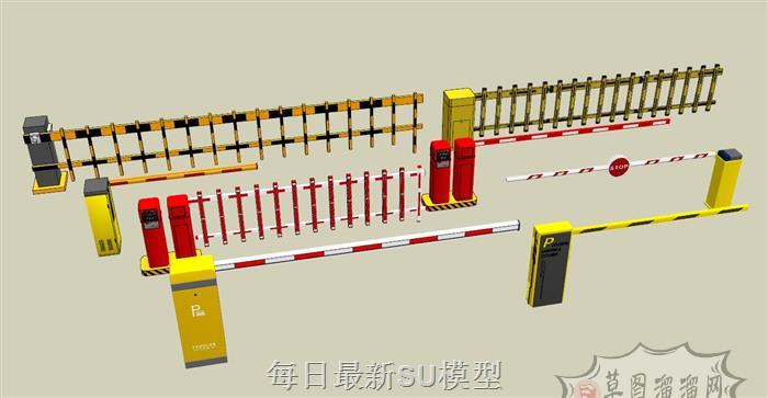 收费杆道闸SU模型 1