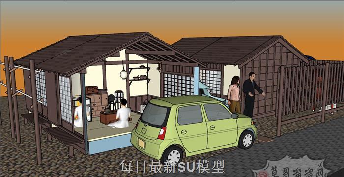 日式榻榻米茶室SU模型 1