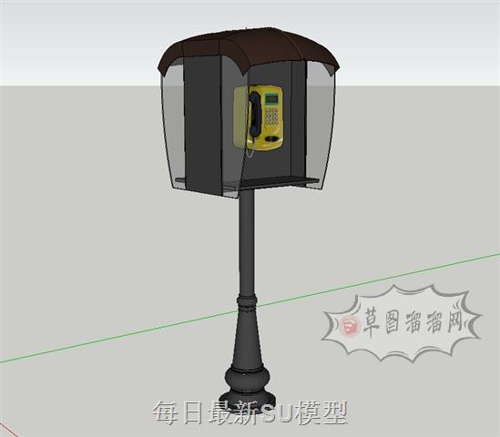 电话亭商业街SU模型 1