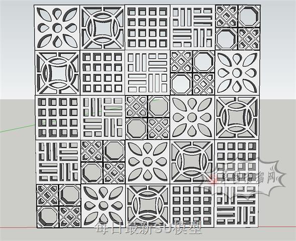 镂空转草坪砖SU模型