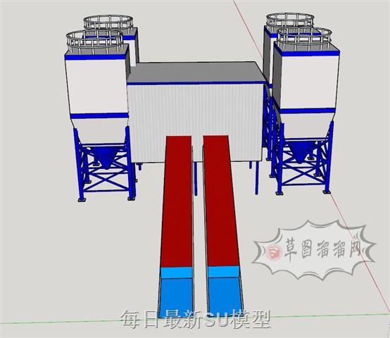 搅拌站搅拌工地SU模型 1